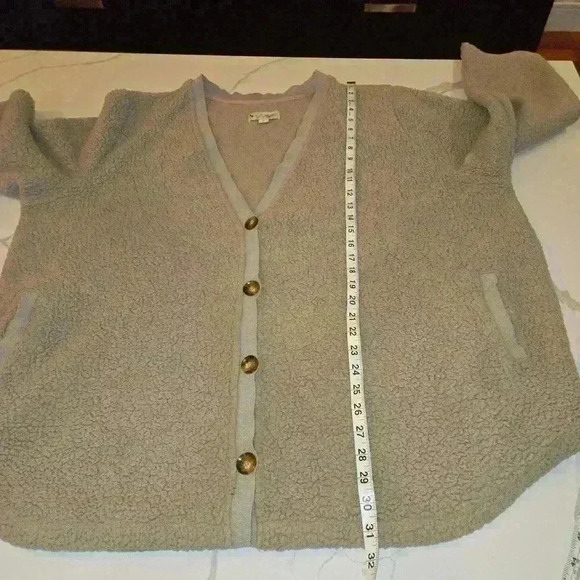 KOOLABURRA by UGG Womens Popcorn Sherpa Cardigan Taupe Size 2X - Picture 5 of 9
